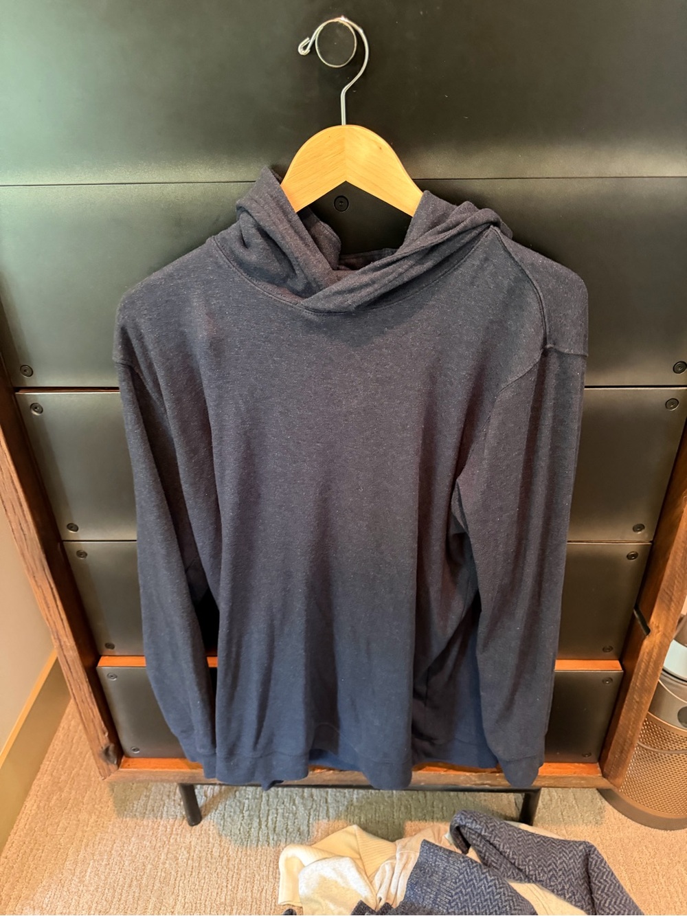 The Normal Brand Navy Blue Lightweight Hooded Sweatshirt